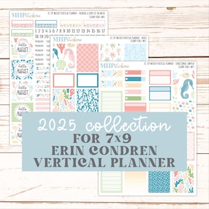 Kit verticali settimanali di AGOSTO per planner Erin Condren 7x9. "Island Vibes" // ECWV