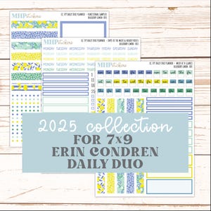JULY Daily Duo Sticker Kit for 7x9 Erin Condren Planners. &quot;Blueberry Lemon&quot;  || ECDD