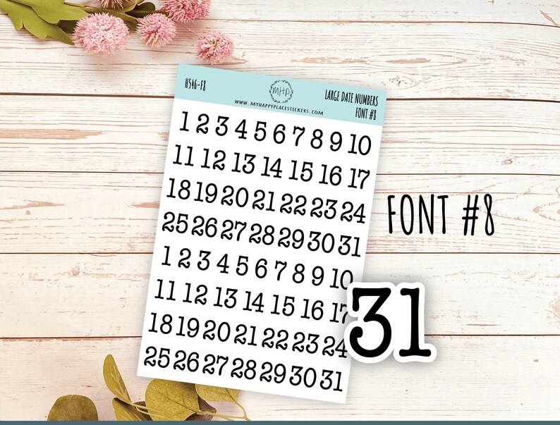 Sticker Set of Large Date Number Stickers for Planners, Organizers and Bullet Journals S06 image 9