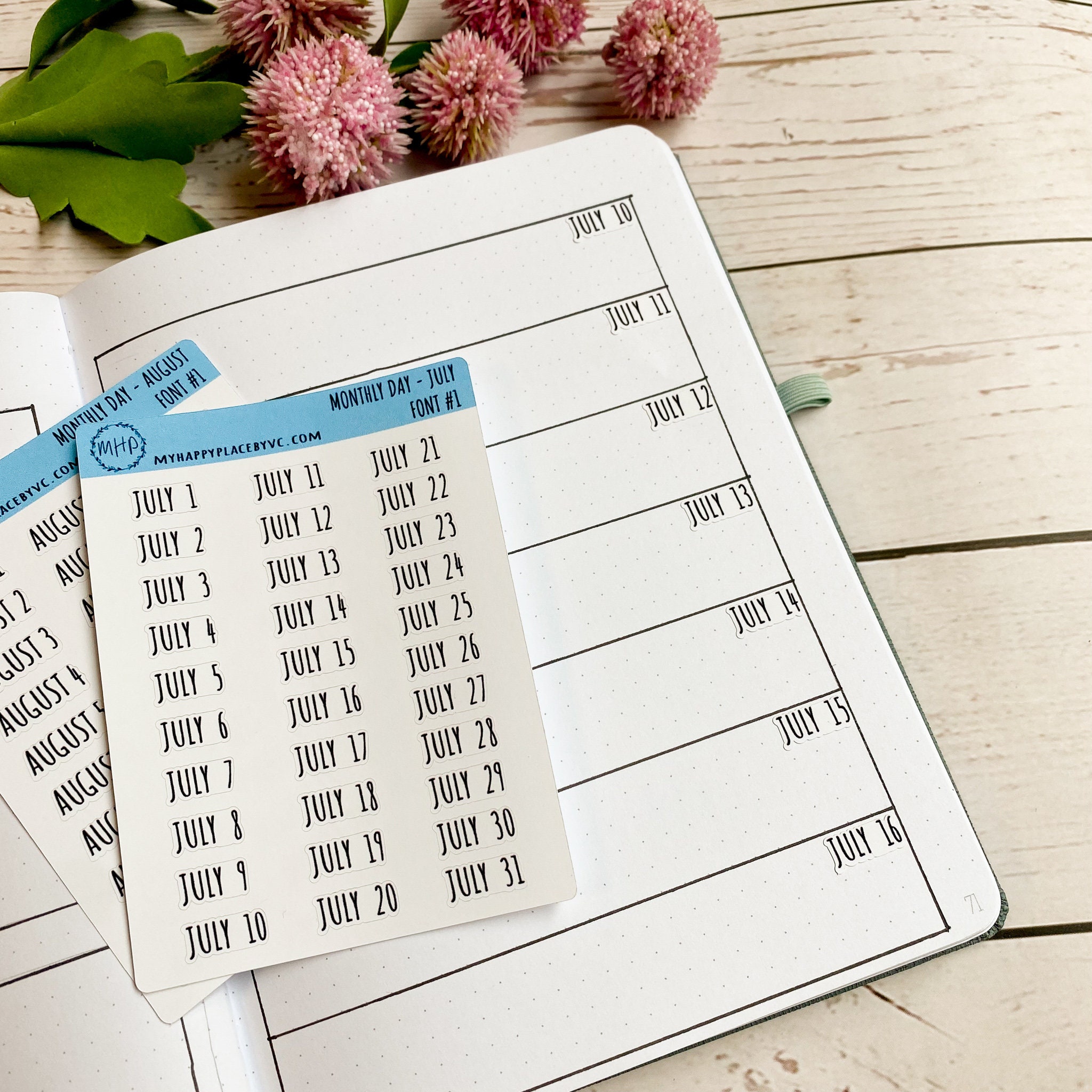 Days of the Year Planner Stickers. Month & Number Day for Planners and ...