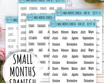 Small SPANISH Months Stickers for Bullet Journals and Planners.  || Q159