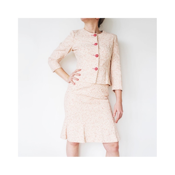 Vintage Pink Skirt Set | Two Piece Suit Set | Blaz