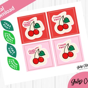 Printable Valentine | I Like You Cherry Much (Cherry Themed, Digital Download)