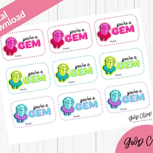 Printable Valentine | You&#39;re a Gem, Ring Pop Valentine (Digital Download)