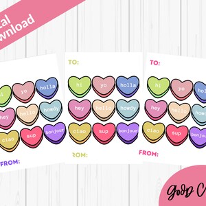 Conversation Hearts Printable Valentine (Digital Download)