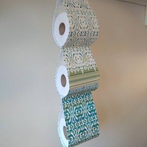Green Ornament Print Fabric Toilet Paper Holder, Spare Space in Toilet ...