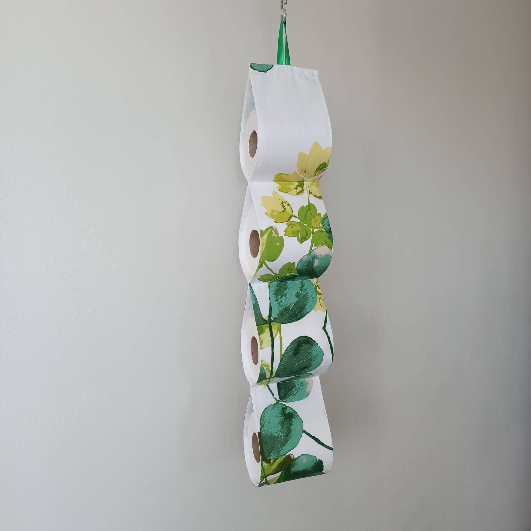 Green Fabric Toilet Roll Holder 25 Rolls. Hanging Storage. Etsy UK