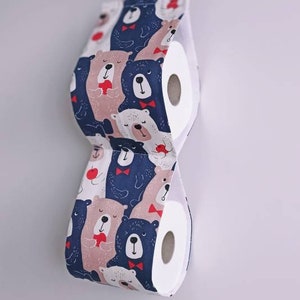 Deposito per il bagno per bambini, portarotolo in tessuto con stampa dell'orso, toilette per ragazzi, arredamento della casa dell'orso,