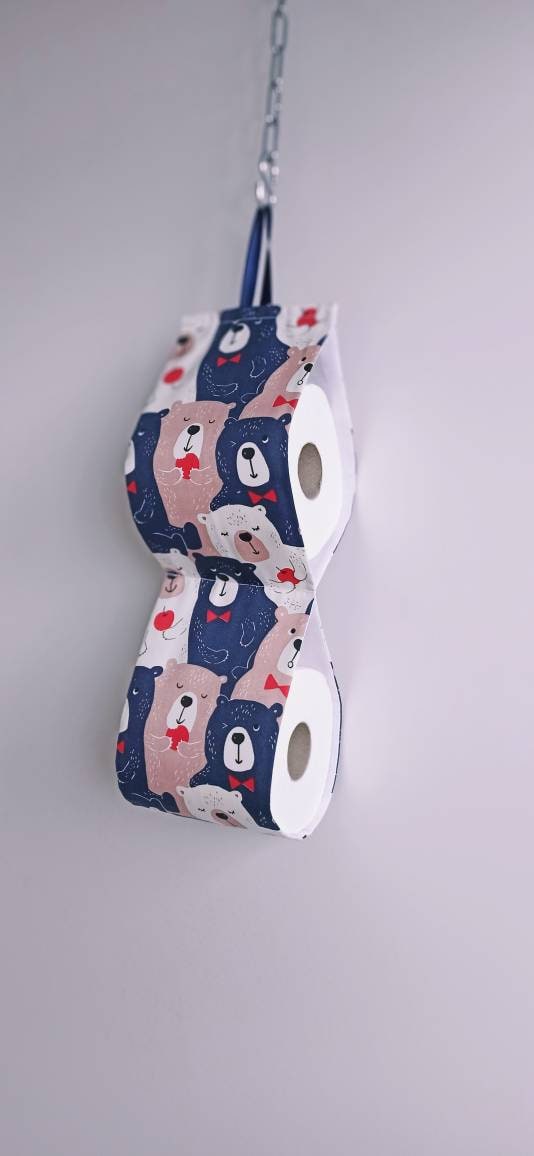 Toilettenpapierhalter Mit Bärenmotiv – Wandmontage, Handbemalt, Schwarz, Kunstharz