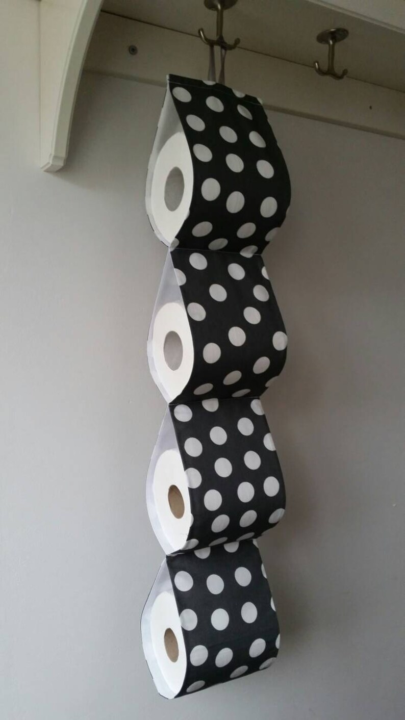 Fabric Toilet Roll Holder with white and navy stripes fabric for //2//3//4//5 rolls