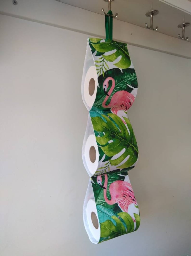Pink Flamingos .toilet Roll Holder. Monstera Leaf. Bath Decor. | Etsy