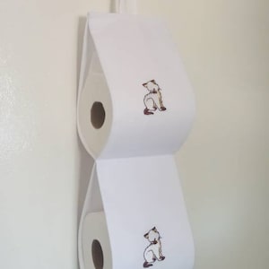 Arredamento da bagno per gli amanti dei gatti, gatto ricamato, portarotolo in tessuto, copertura per rotolo di ricambio, sicuro per i gatti.