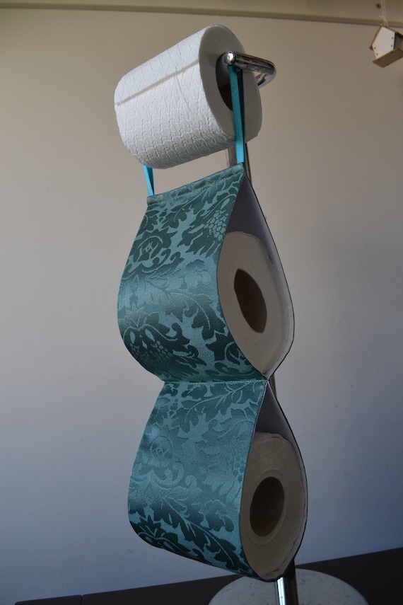 Satin Green fabric roll holder storage at 1 or 2 rolls. Etsy