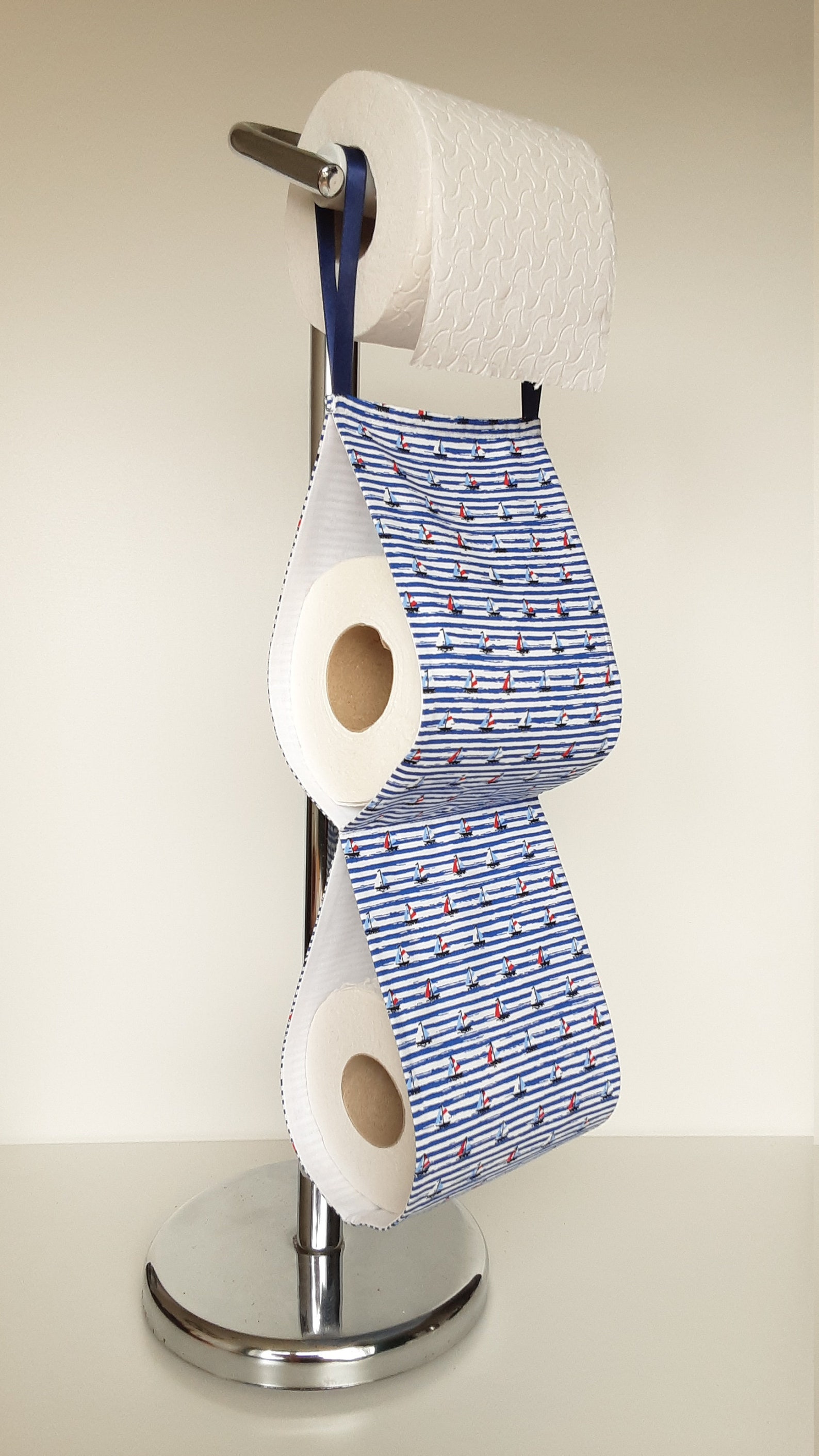 Nautical toilet paper holder storage with blue both. Hanging Etsy