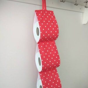 Porta carta igienica in tessuto rosso/portaoggetti da parete. regalo della madre. piccolo organizzatore da bagno. Stelle