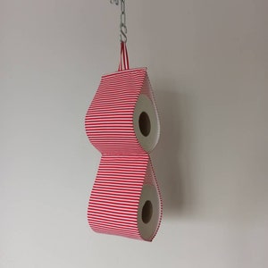 Porta carta igienica doppio per roulotte - tessuto a righe rosse. Decorativo per il bagno. Stoccaggio dei tessuti. Regalo originale. Riscaldamento