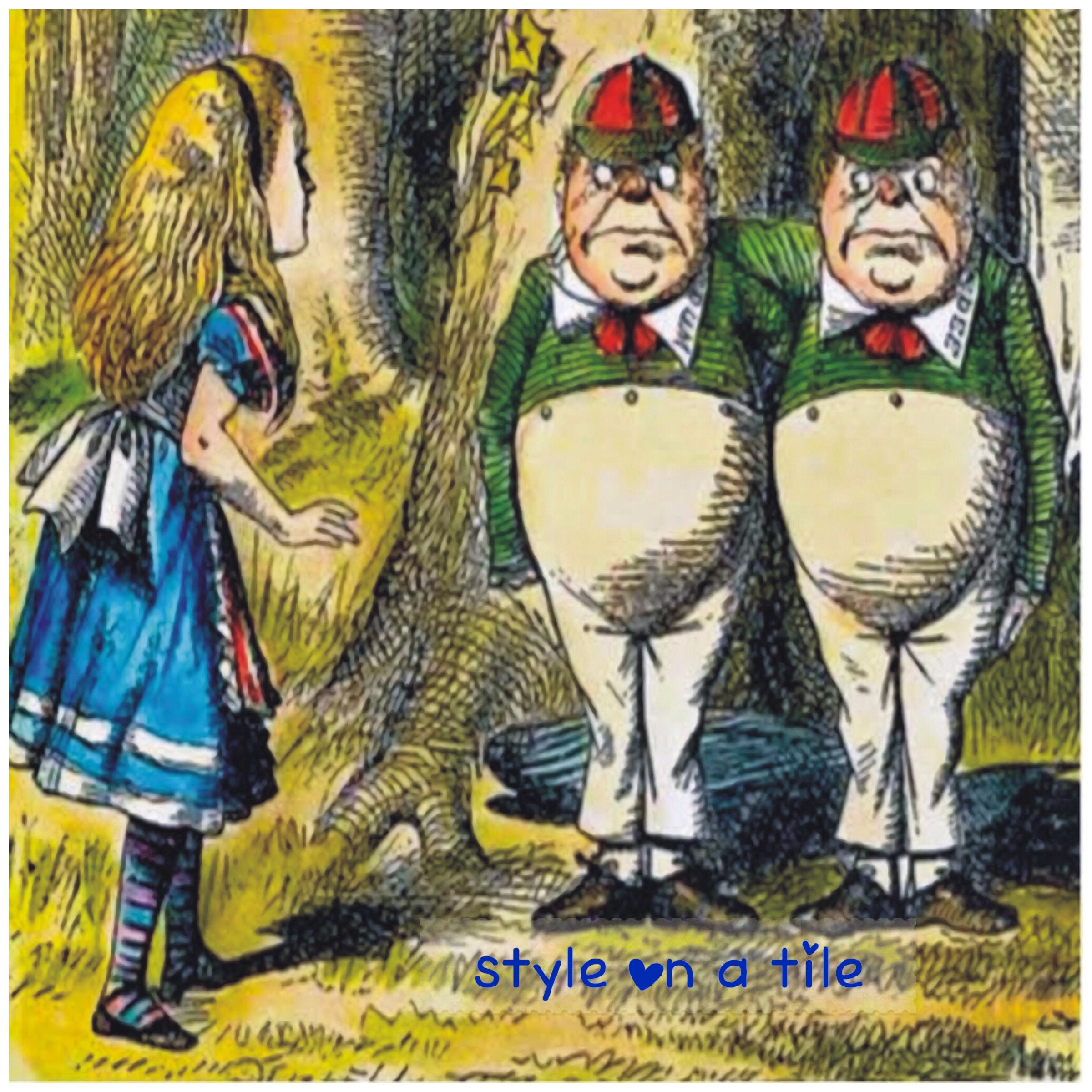 Alice in Wonderland Tweedle Dee Tweedle Dum design b large Etsy Alice in Wonderland Tweedle Dee Tweedle Dum design b large Etsy