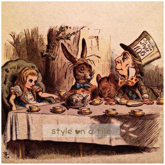 Alice in Wonderland Mad Hatter Rabbit Dormouse Tea Party large Etsy