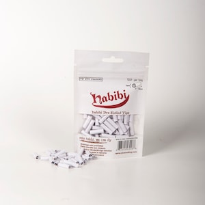 100 Habibi Pre-Rolled Tips White, Biodegradable and Raw Cigarette Filters, 5mm Super Slim Rolling Paper Tips