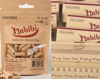 Paquete Habibi: Puntas preenrolladas, puntas de papel de 7 mm (65 puntas) y papeles (15 papeles).