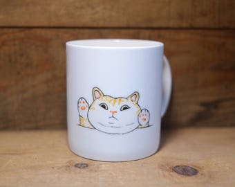 Taza de taza de animal pintada a mano - Taza linda - Taza de taza de gato 2