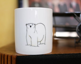 Hand painted animal mug cup - Cute mug cup -Polar Bear mug cup II