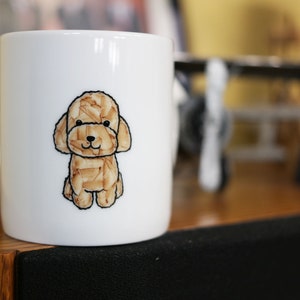 Hand painted animal mug cup - Cute mug cup - Poodle dog mug cup