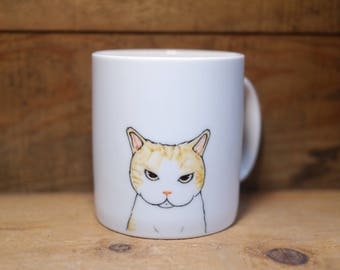 Hand painted animal mug cup - Cute  mug cup -Funny Cat  mug cup - Gift for girlfriend