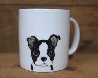 Hand painted animal mug cup - Cute mug cup -Boston Terrier mug cup