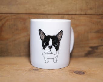 Hand painted animal mug cup - Cute dog mug cup -French Bulldog mug cup