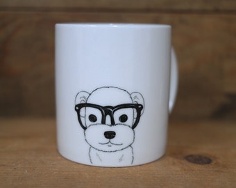 Hand painted animal mug cup - Cute mug cup -Maltese dog mug cup