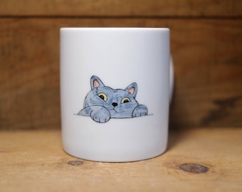 Tazza tazza con animali dipinta a mano - Tazza carina - Tazza tazza con gatto 3