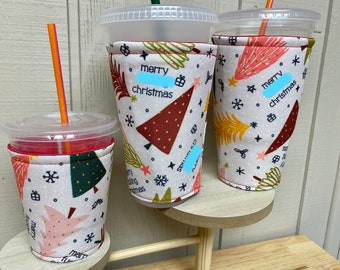 Sweary Christmas iced coffee sleeve, insulated iced coffee cozy, Iced coffee gift for teacher, Stocking stuffer for teen, for college kid