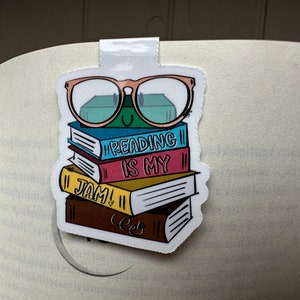 Reading is my jam magnetic bookmark, Book stack page saver, Book nerd page keeper, gift for book club, Bookish gift for friend, for reader