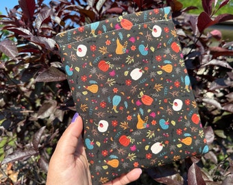 Fall pumpkins cozy coffee Book Sleeve, pumpkin spice book cover, autumn kindle sleeve, Autumn Book Cozy,  Bookish gift for friend