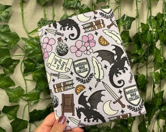 Funda para libro morada de Basgiath, organizador de bolso con licencia de Rebecca Yarros Onyx Storm, funda protectora para Kindle Fourth Wing Romantasy, regalo "No moriré hoy"