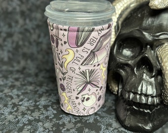 TBR full of trigger warnings Bookish iced coffee cozy, dark romance reader cup sleeve for Iced drinks, smut reading gift for women