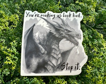 Tairn You're making us look bad sticker, Fourth wing decal, Romantasy dragon sticker, Violet signet sticker, Licensed
