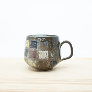 Soda Fired Grid Ceramic Mug - 12oz