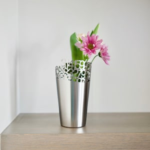 Pi Laser Cut Stainless Steel Tall Flower Vase