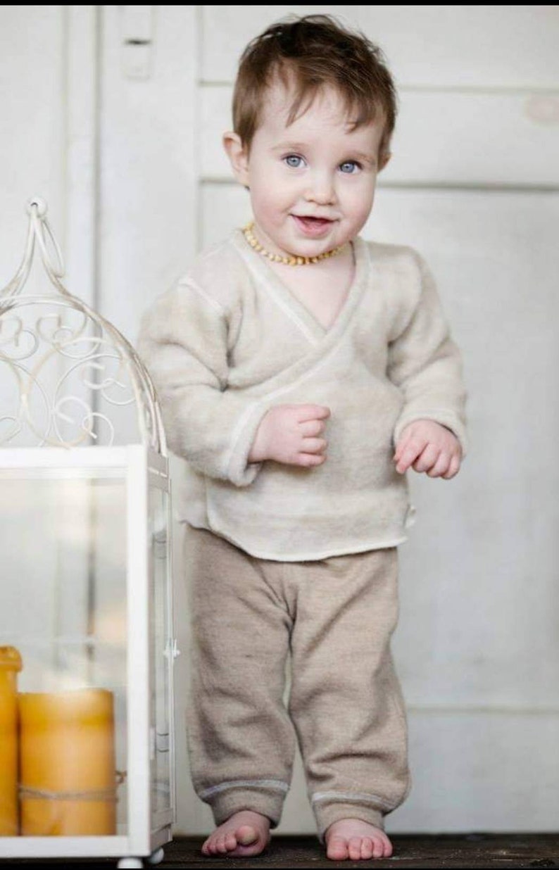 Organic Merino Wool Baby Pants, Minimalist unisex baby pants, Organic Merino Wool gender neutral baby pants, diaper cover,Baby shower Gift image 3