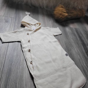 Organic Merino Wool Baby Sleeping Bag: Hooded Sleep Suit, Unisex Outfit