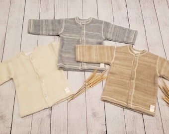 Bio Merino Wolle Baby Jacke,Minimalistische Baby Strickjacke mit Knöpfen,Bio Merino Wolle Unisex Kinder Top mit Druckknöpfen,Kuscheliger Pullover