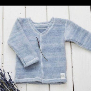 Organic Merino Wool baby sweater, Minimalist baby Unisex Overhead cardigan, Baby Shower Gift, cozy sweater image 6