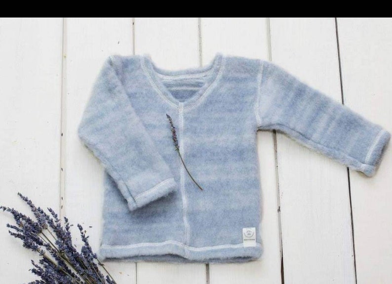 Organic Merino Wool baby sweater, Minimalist baby Unisex Overhead cardigan, Baby Shower Gift, cozy sweater image 6
