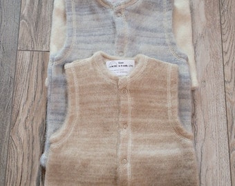 Organic Merino Wool Vest with buttons,Unisex Organic Merino wool vest with snap buttons Baby Shower Gift Minimalist Gender neutral wool vest