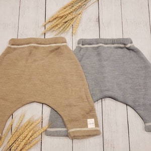 Organic Merino Wool Minimalist Baby Pants Aladdin. Organic warm Unisex harem baby pants, Organic Merino Wool Diaper Covers image 1
