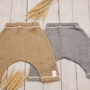 Organic Merino Wool Minimalist Baby Pants "Aladdin". Organic warm Unisex harem baby pants,  Organic Merino Wool Diaper Covers