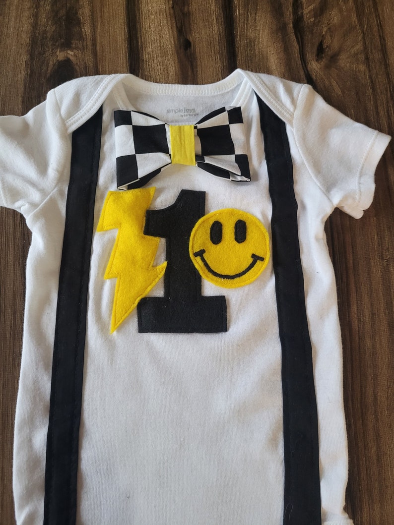 One Happy Dude One Cool Dude One Rocks l First Birthday Cake Smash Outfit for Baby Boy image 3