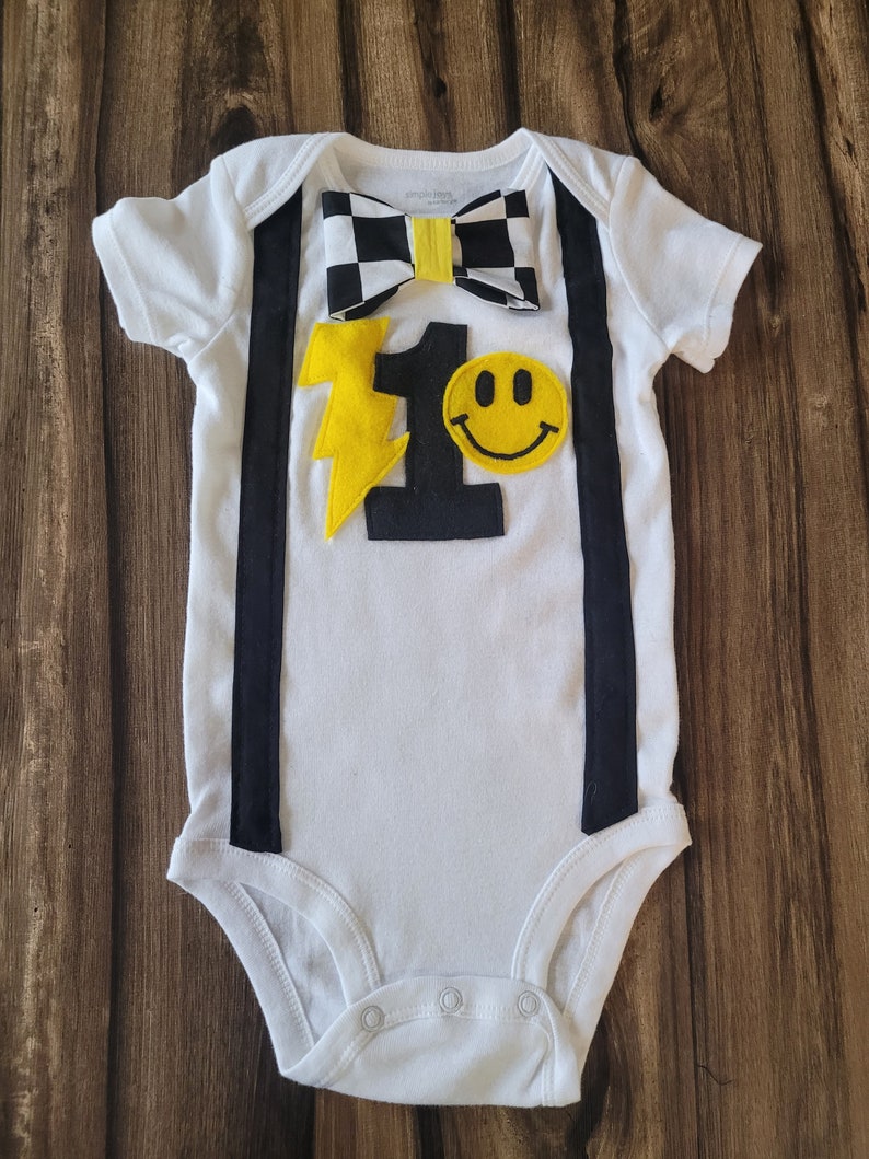 One Happy Dude One Cool Dude One Rocks l First Birthday Cake Smash Outfit for Baby Boy image 2